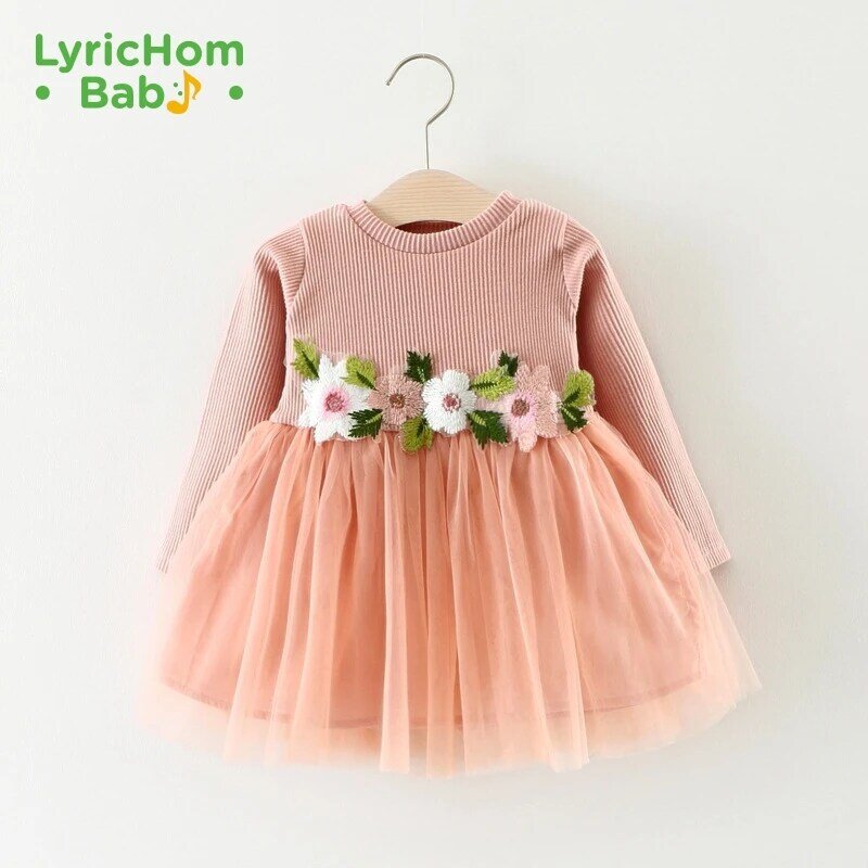 Lyrichom bebê meninas vestido 2020 natal infantil vestido de bebê meninas roupas manga longa deslizamento malha princesa crianças vestidos para meninas