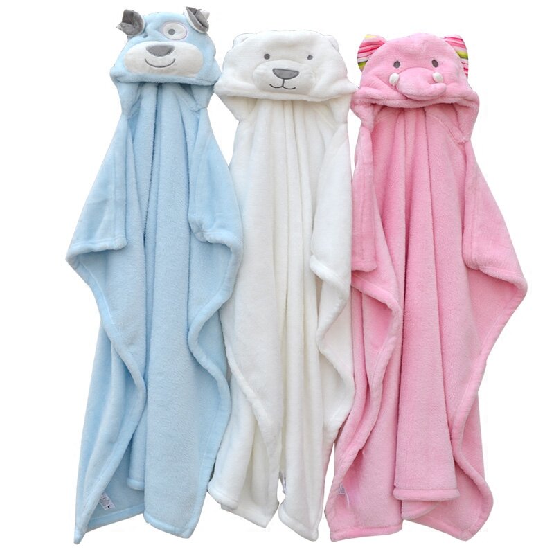 cute Animal shape baby hooded bathrobe bath towel baby fleece receiving blanket neonatal hold to be Children kids infant bathing