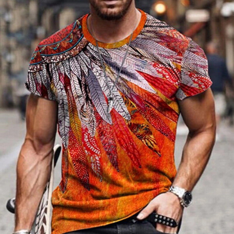Kaus Pria Musim Panas Baru T-shirt Motif 3D Harajuku Lengan Pendek Hip Hop Ukuran Besar untuk Pria Atasan Pulover Kerah O Футболка Уууская
