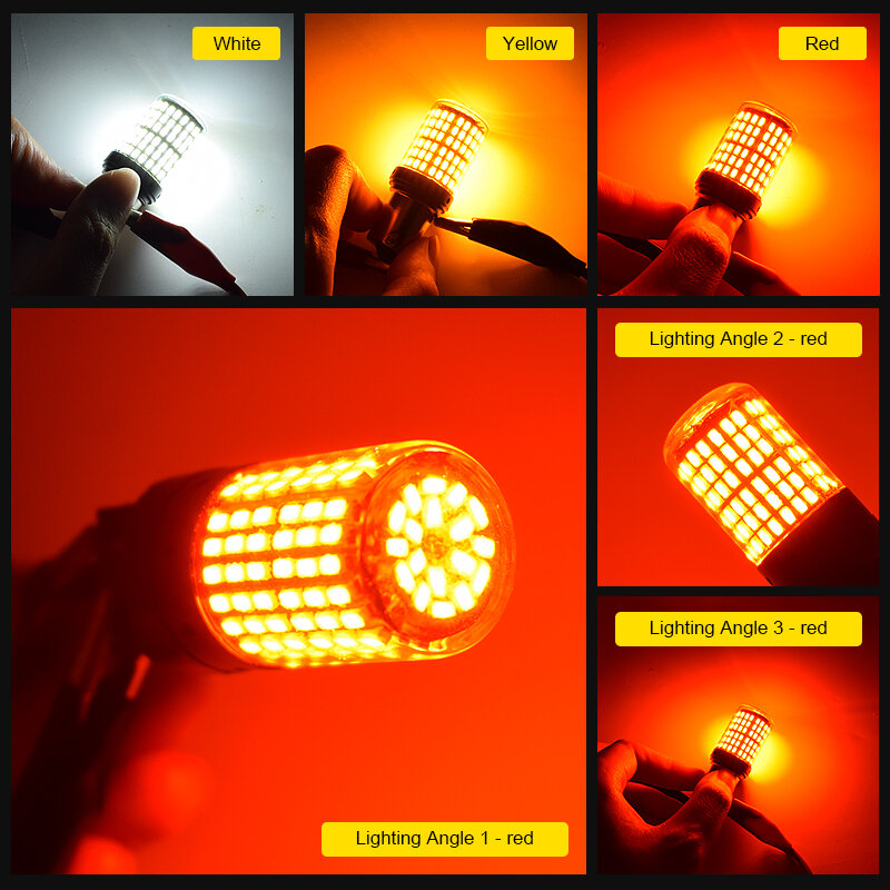 1x lâmpada canbus t20 s25, luz de led 1156 1157, 3014, 144smd, p21w, bay15d, bau15s, led 7440, 7443, luz de freio para carro, 12v