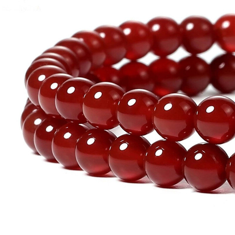 Jakość czerwony agat koraliki dystansowe luzem koralik do tworzenia biżuterii DIY akcesoria do bransoletki (Pick rozmiar 4 6 8 10 Mm)