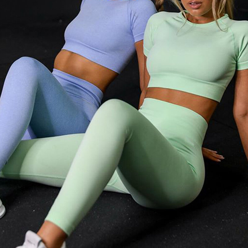 Mossha Short sleeve two piece set for women Long pants Fitness sexy bodycon Solid tracksuit women's clothing 2020 NEW crop top