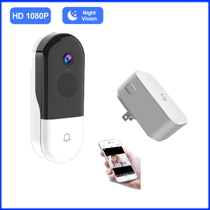 1080p wi fi vídeo campainha intercom de áudio visão noturna infravermelha armazenamento em nuvem de baixa potência casa inteligente sem fio da câmera campainha da porta