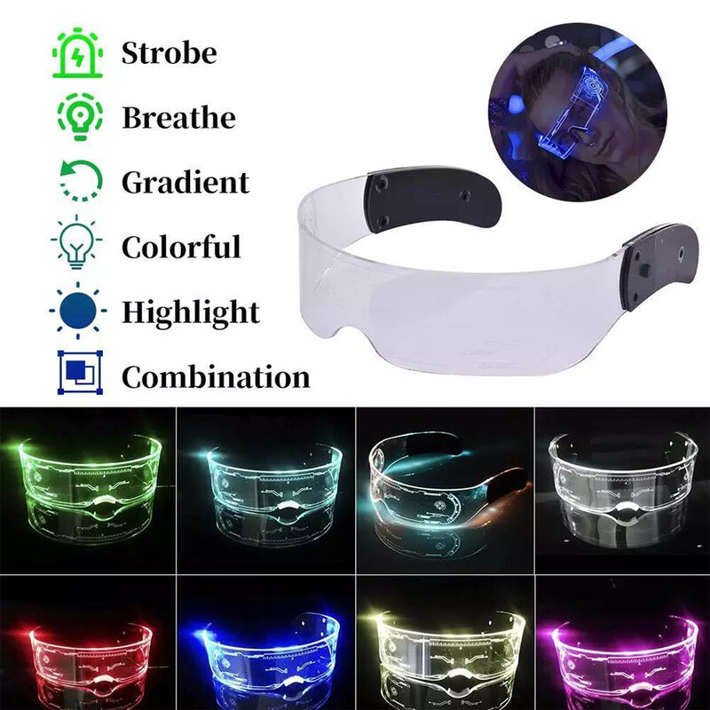 Gafas luminosas LED con ojos brillantes para Bar, visera electrónica a la moda, para actuaciones en festivales y Halloween, nuevas