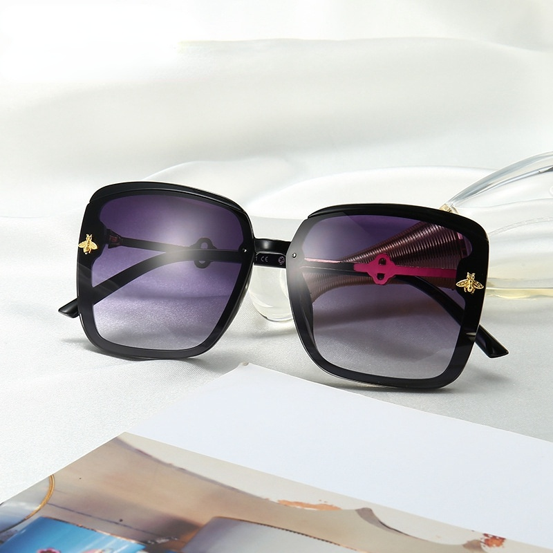 Nova marca de luxo oversize abelha óculos de sol dos homens das mulheres do vintage metal grande óculos de sol quadrados femininos gafas lentes sol 2021