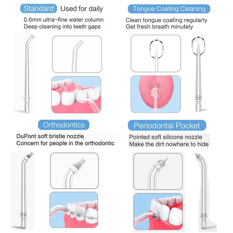 Przenośny irygator stomatologiczny irygator zębów Flosser irygator wodny bucal ultradźwiękowy czyszczenia zębów waterpulse dysze zbiornika dla Xiaomi