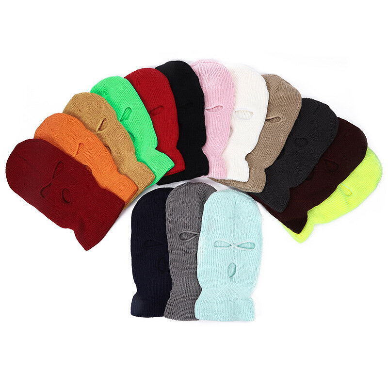 [YaTxKx] Knitted Caps  Full Face Cover Ski Winter Warm Cycling Solid Color Balaclava Mask Hat Halloween Party Cosplay  балаклава