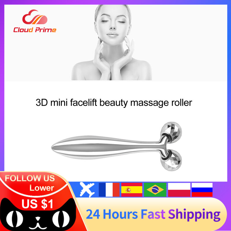 Levantamento de cara portátil y forma rolo 3d massageador rolo massageador para rosto instrumento massagem beleza cuidados com a pele ferramenta 360 girar
