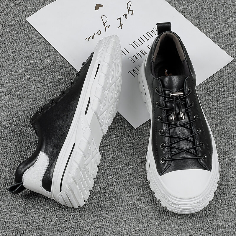 Blanco zapatos De los hombres De otoño suela gruesa zapatos De plataforma planos versión coreana De gran tamaño 37-45 Zapatillas De Deporte De malla Zapatillas De Deporte *