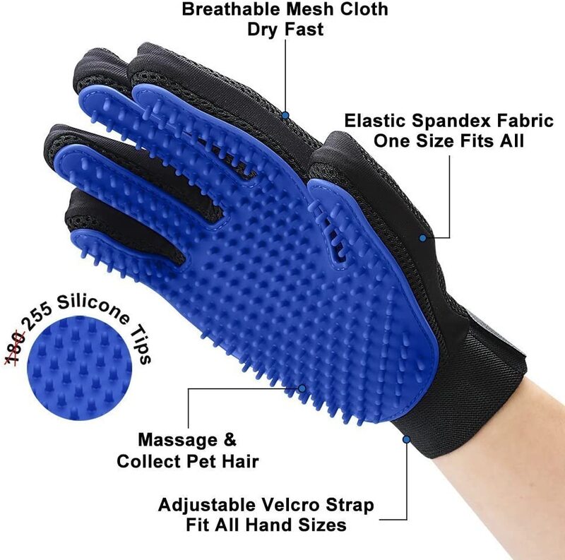 Guantes de aseo para perros y gatos, cepillo de silicona, peine, cepillado de pelo, suministros de limpieza de baño para perros, 2021