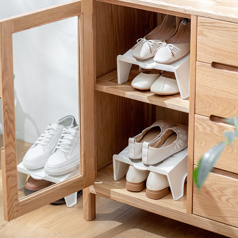 Новая бытовая Двухуровневая стойка для обуви, стеллаж для хранения из искусственного пластика, встроенный поднос для обуви, шкаф для обуви