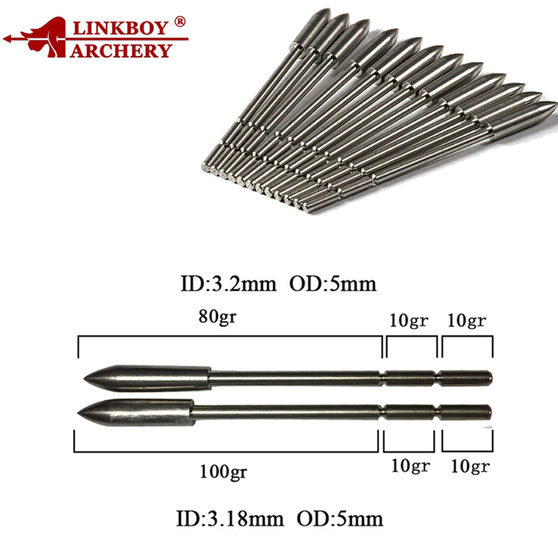 Linkboy-flechas de carbono para tiro con arco recurvo, Spine450-900 de puntas de plástico X10 de 1,75 pulgadas, id3.2 mm, 6 piezas