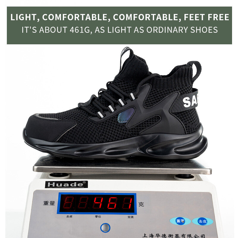 Zapatos de seguridad transpirables para hombre, botas de trabajo, zapatillas suaves indestructibles con punta de acero, suaves, antiperforación, ligeras, novedad de 2021