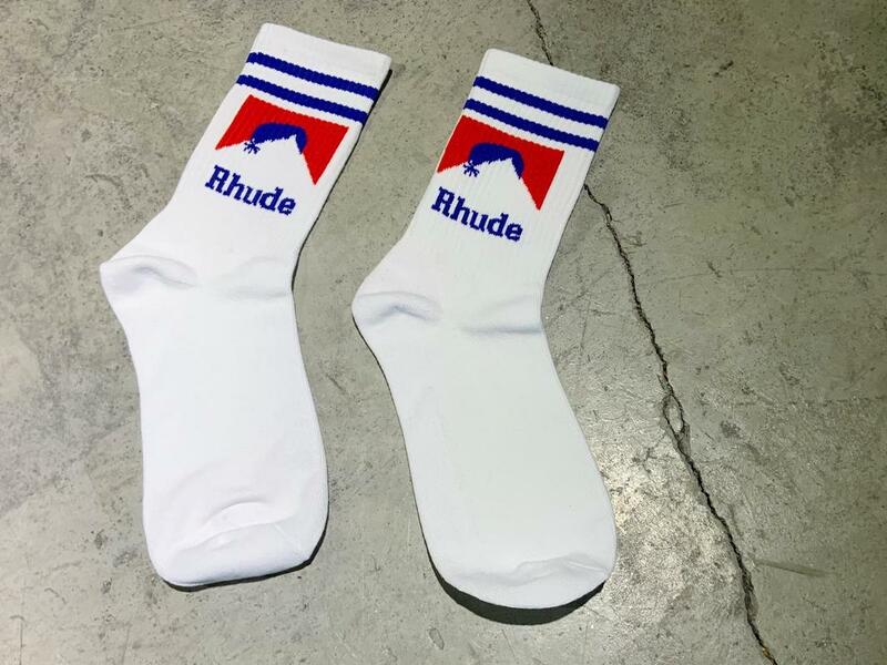 19ss rhude socks cotton Basketball socks Women Men Gift Kanye West rhude socks