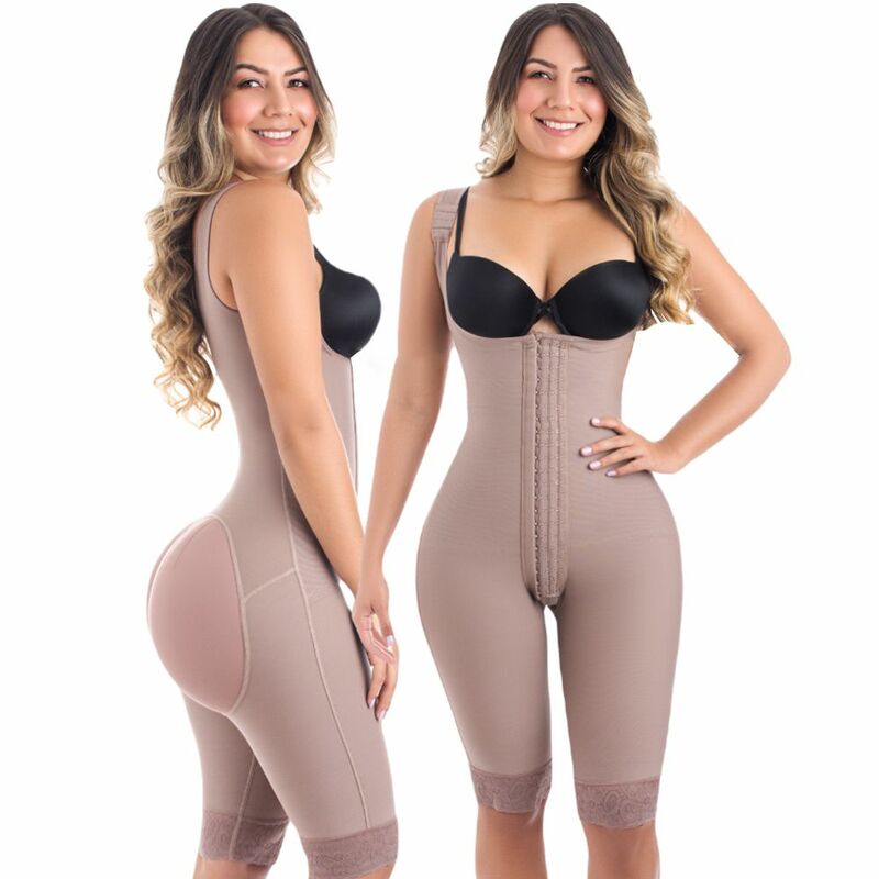 Fajas Colombianas Compression Fabric Abdominal Control Adjustable Shoulder Clasps And Buttock Butt Lifter Slimming Body Shaper