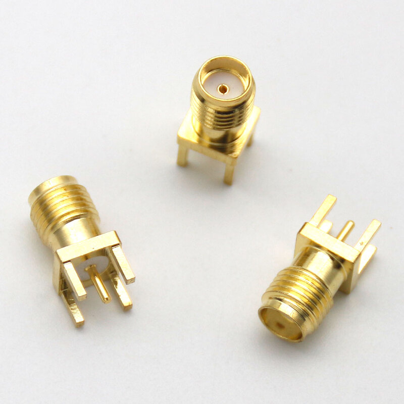 10pcs SMA Female Jack Solder Nut Edge PCB Clip Straight Mount Gold Plated RF Connector Receptacle Solder