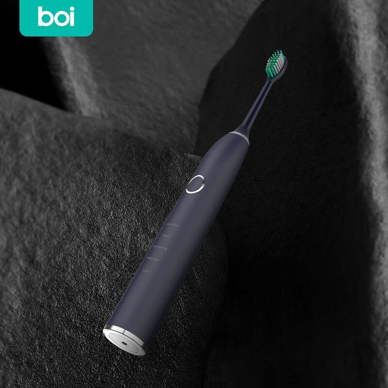 [Boi] 8 개의 교체 브러쉬 헤드 다기능 5 모드 깨끗한 치아 USB 충전 충전식 성인용 음파 전동 칫솔 IPX8