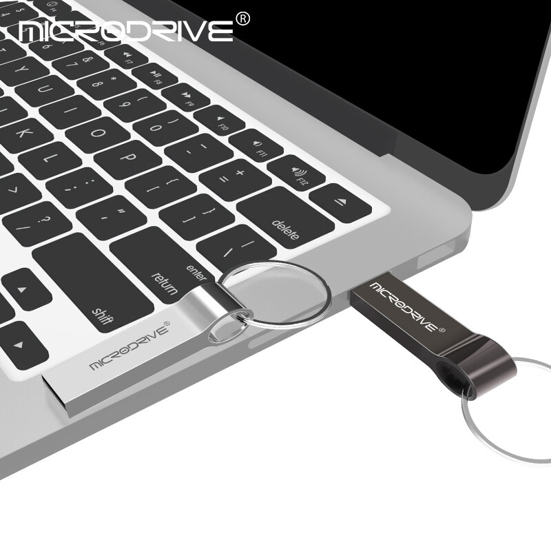 Unidad flash USB 2,0 de Metal plateado/Negro, pendrive de alta velocidad de 32 GB, 16 GB, 64GB, 128GB, 2,0, llavero