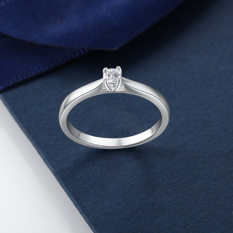 JewelOra-خاتم فضي اللون مع زركونيا مكعبة للنساء ، خاتم خطوبة ، نمط كلاسيكي ، زفاف ، هدايا وصيفه الشرف