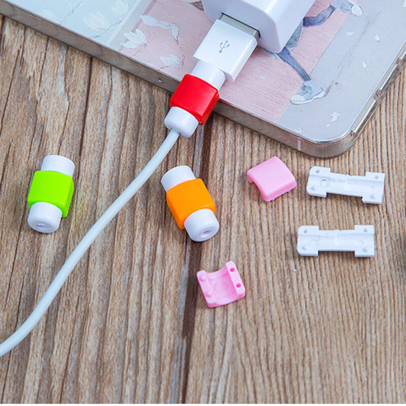1pcs/lot Cute Cable earphones Protector For iPhone Sansung HTC USB Colorful Data Charger Earphone Cable Cover protetor