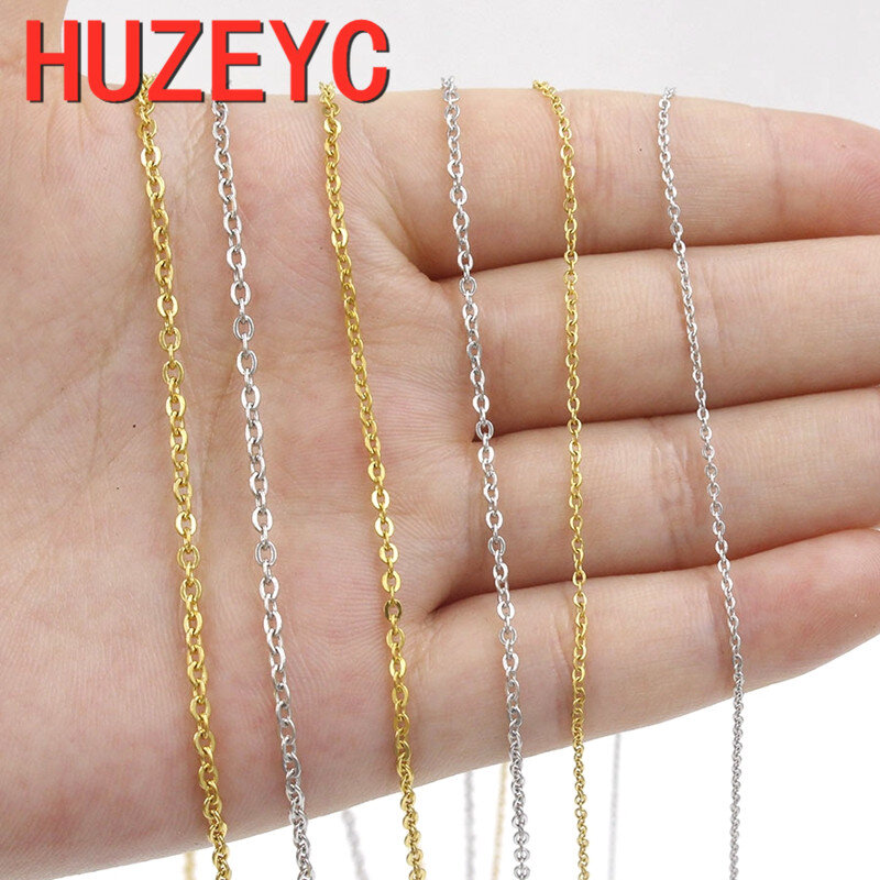 5pcs/Lot 1/1.5/2MM Stainless Steel Chain Vacuum Electroplating no Fade Charm Necklace for Women Simple Handmake Gifts Jewelry