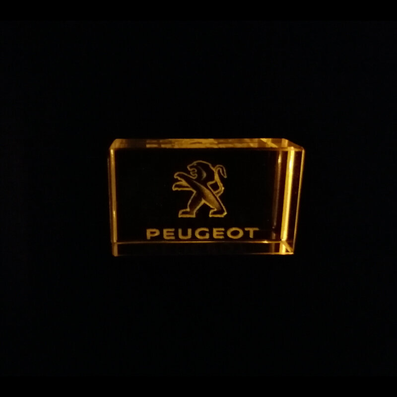 Peugeot Logotipo Do Carro Sinal de cristal flash drive USB GB 8 4GB GB GB 64 32 16GB 128GB Logotipo personalizado memory stick u disco de Armazenamento Externo