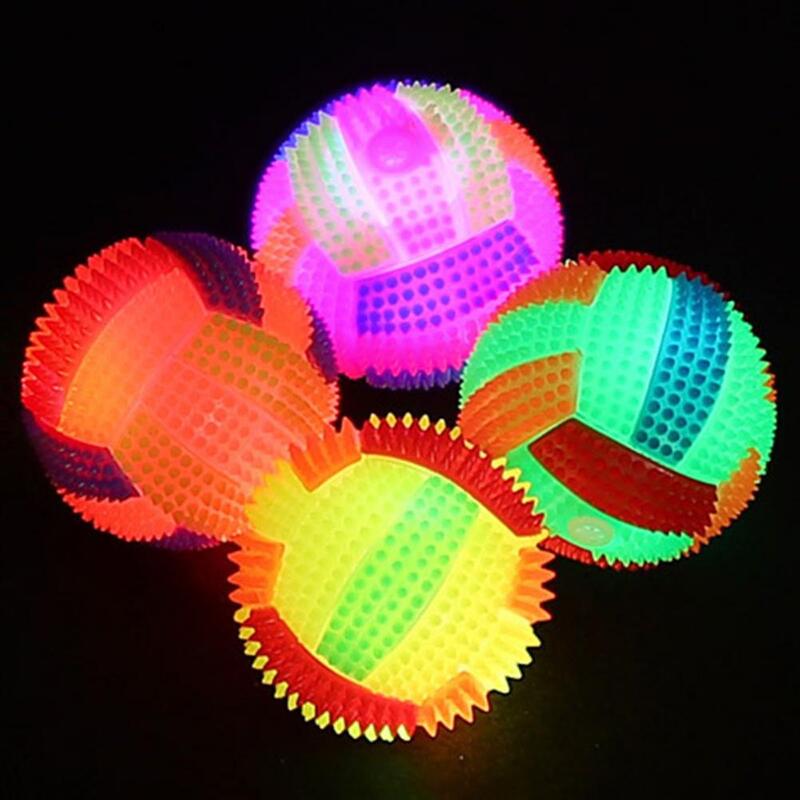 Цветной Яркий светящийся мигающий Сжимаемый звуковой мяч для снятия стресса надувной мяч Детская игрушка светящийся волейбол Массажный мя...