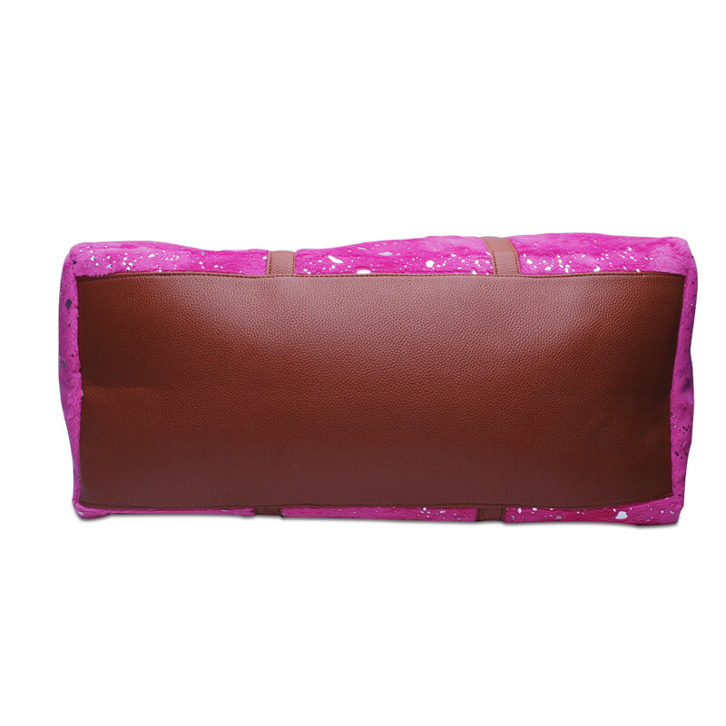 DOM1131891-bolsa de viaje de gran tamaño con correa y mango, bolso de mano con estampado de oro y ácido rosa, 1 Uds.