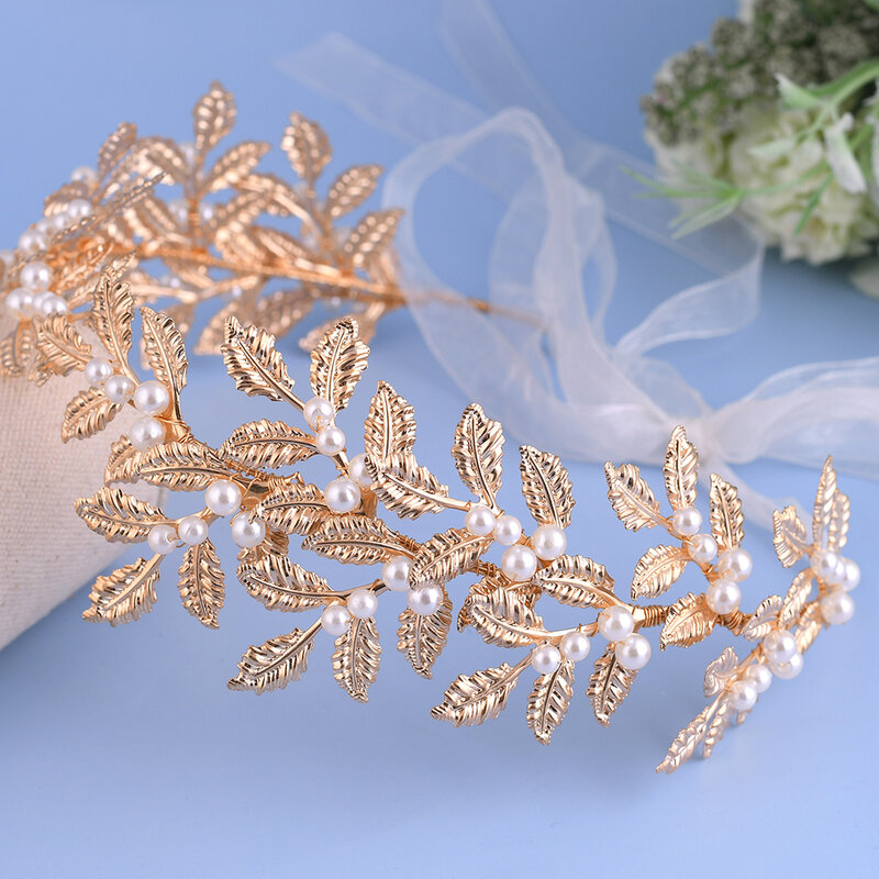 Sparkly Hair Accessories Pearl Wedding Headpiece Bridal Hair Jewelry for Women Tiara Rhinestone Baroque Headband Luxury Crown