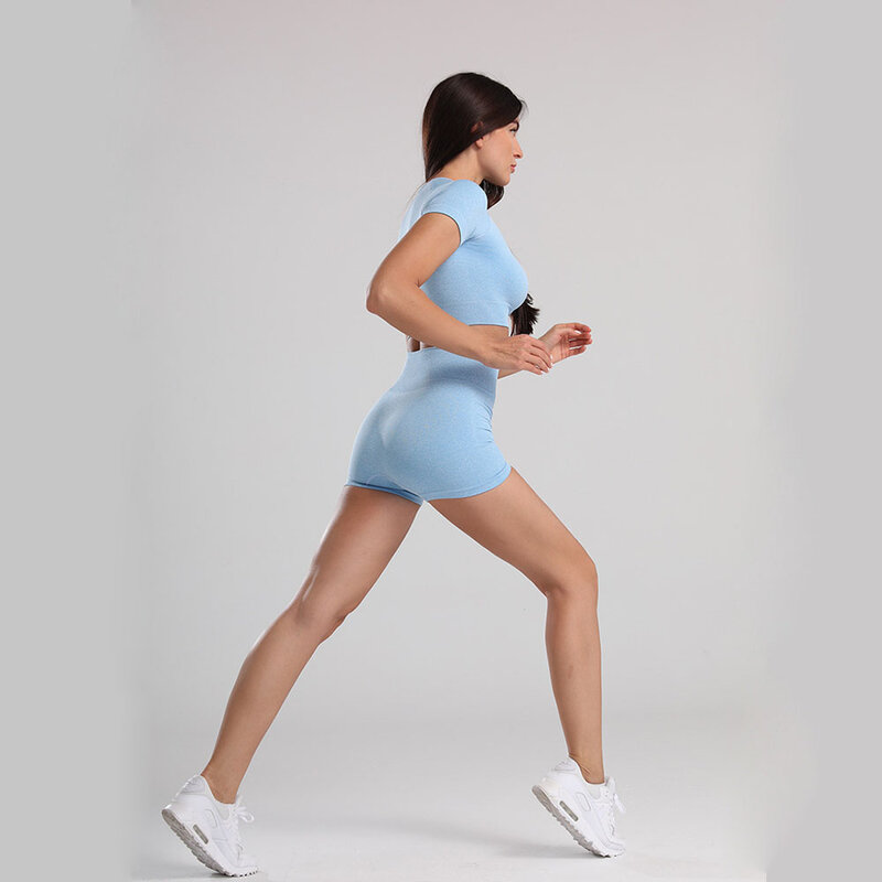 Legging Mulus Set Yoga Gym Wanita Kebugaran 2 Buah Pakaian Olahraga Setelan Olahraga Celana Pinggang Tinggi Pakaian Olahraga Set Latihan Wanita