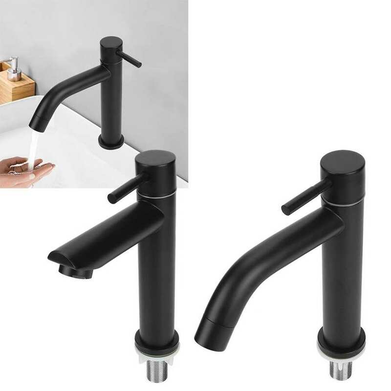 G1/2in rubinetto per lavello da cucina nero rubinetti per lavabo in acciaio inossidabile rubinetto per acqua fredda singolo per rubinetti per lavabo da cucina
