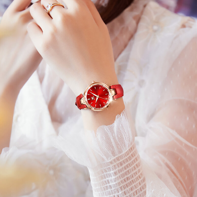 Top marka luksusowe kobiety zegarki wodoodporny skórzany pasek zegarki kwarcowe Casual Dress małe panie zegarek zegar Valentine prezent