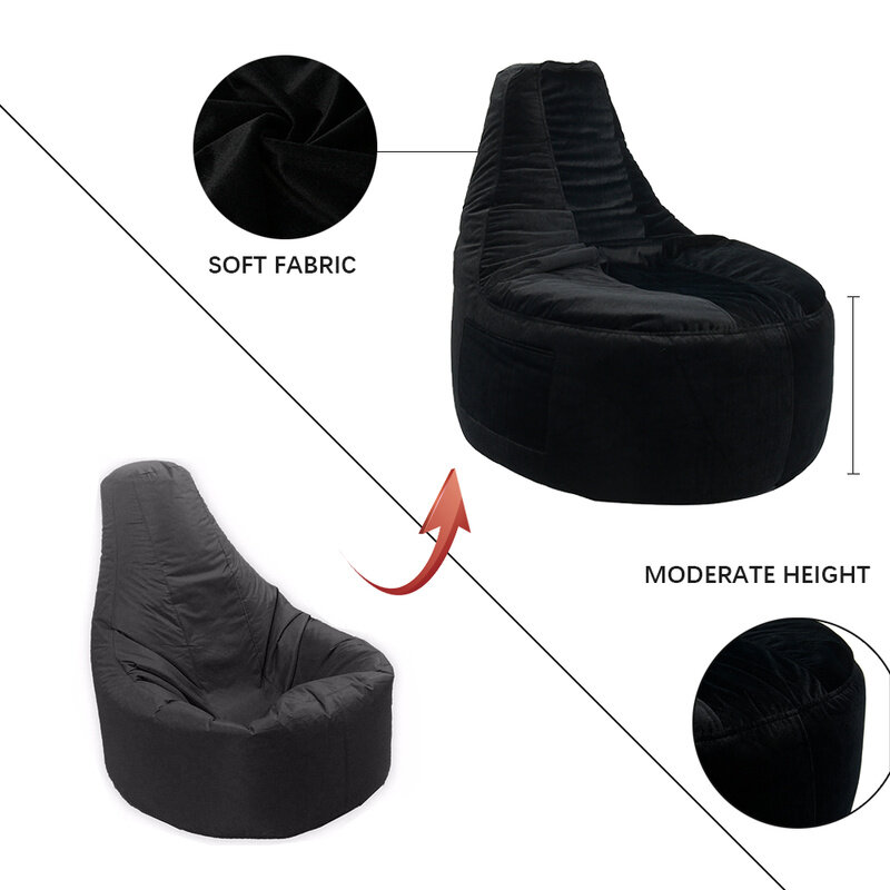 Micro tecido de veludo saco feijão preguiçoso sofá capa espreguiçadeira cadeira sofá assento sala estar móveis sem enchimento puff puff sofá tatami