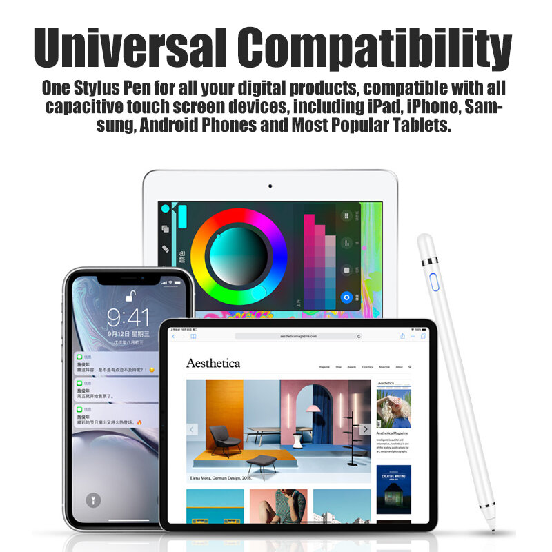 Lápiz Stylus de dibujo Universal para iOS, Android, Smartphone, tableta, Samsung, Huawei, Lenovo, Xiaomi, lápiz de pantalla táctil para iPad