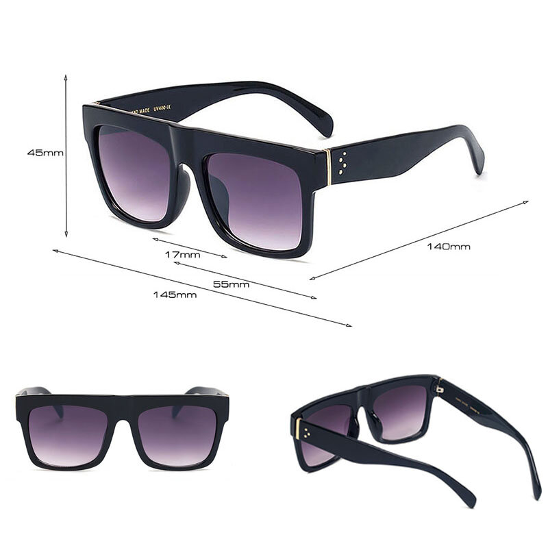 SHAUNA-gafas de sol cuadradas con remaches para mujer y hombre, de estilo Vintage lentes de sol, de diseñador de marca, planas, transparentes