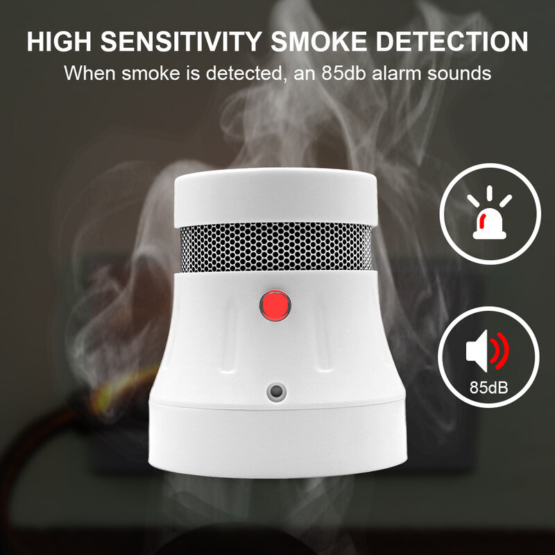 Wofea-alarma de humo inteligente para el hogar, sistema de alerta de fuego de seguridad para el hogar, funciona con Tuyasmart y Smartlife APP, 85db de sonido de advertencia, No necesita concentrador