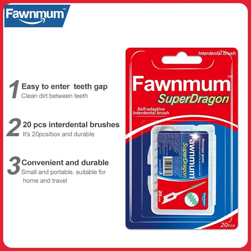 Зубная щетка Fawnmum Dental 20 шт./компл., зубочистки из силикагеля, портативная межзубная щетка, стоматологический инструмент, уход за зубами, Орто...