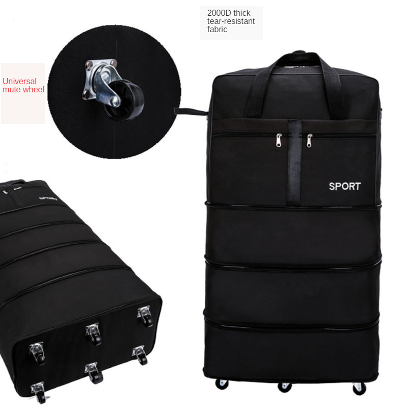 Saco de bagagem de alta capacidade estudo no exterior universal roda organizadores de bagagem dobrável longa distância viagem roupas storag bolsa