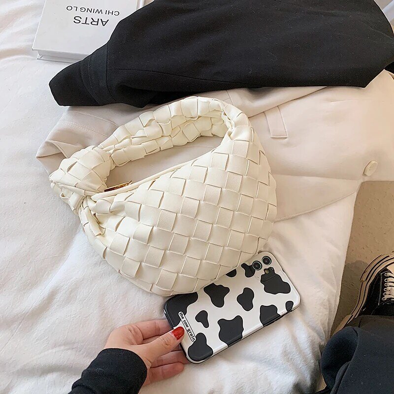 Simples pequeno tecer bolsa feminina cor pura designer bolsas 2021 nova tendência chique saco de luxo de couro macio superior-lidar com sacos sac