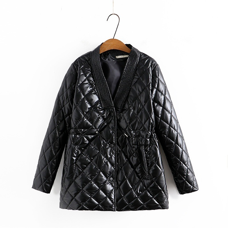 Mantel Tebal Panjang Kerah V Wanita Ukuran Plus XL-4XL Pakaian Luar Musim Dingin Panjang A-line Elegan untuk Wanita