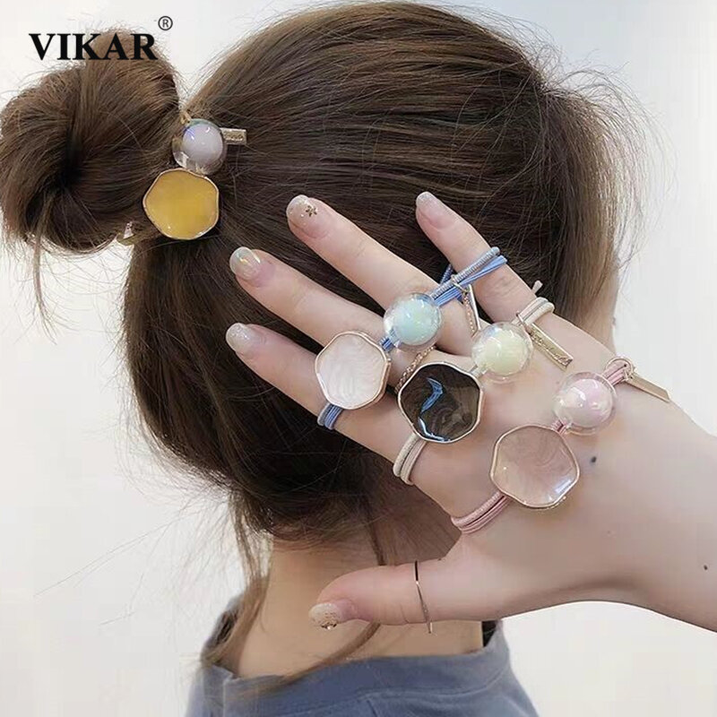 Simple Colorful Transparent Hair Band Women Girls Dripping Oil Ponytail Holder Scrunchie Rubber Bands Hair Ropes Hair Accessorie