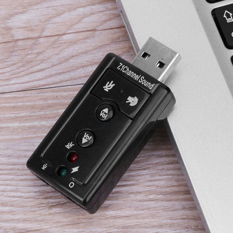 7,1 USB Soundkarte 3,5mm Kopfhörer Mikrofon Audio Adapter Stereo Headset Unterstützt 3D Sound für Desktop Laptop