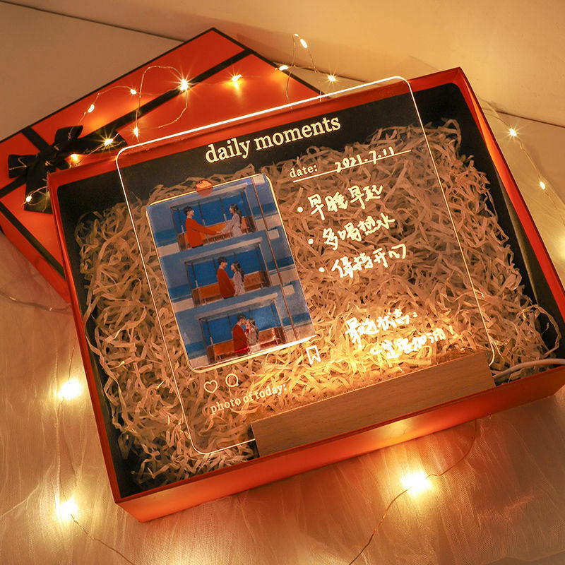 Tableau lumineux effaçable en acrylique pour cadeau de noël, tableau de notes pour rappel de maison, photo de chevet de bureau