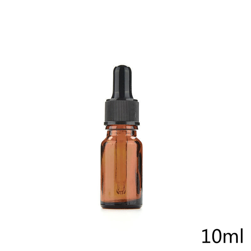 Botella de vidrio ámbar para aromaterapia, pipeta líquida reactiva con cuentagotas, botellas rellenables, 5-100ml