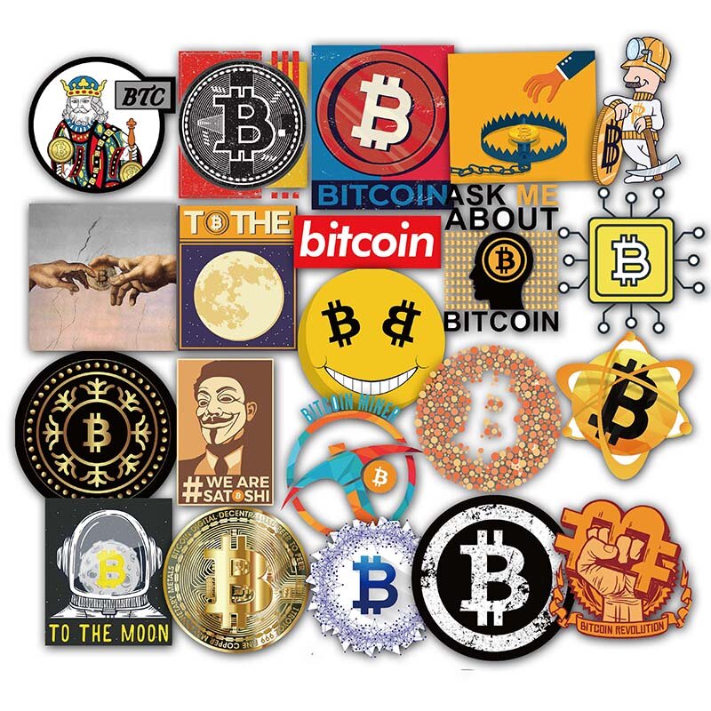 50 قطعة/المجموعة الكرتون Bitcoin مشفرة الظاهري العملة BTC ملصقات ل خوذة طفل Diy محمول مختلط لوح التزلج حقيبة أمتعة