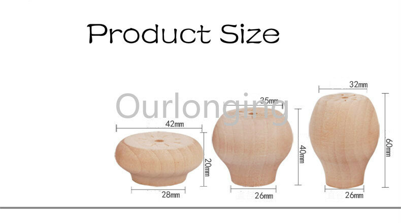 Pied de meuble en bois massif, 4/16 pièces, pour Table, fauteuil, canapé, forme ronde avec vis 20/40/60mm