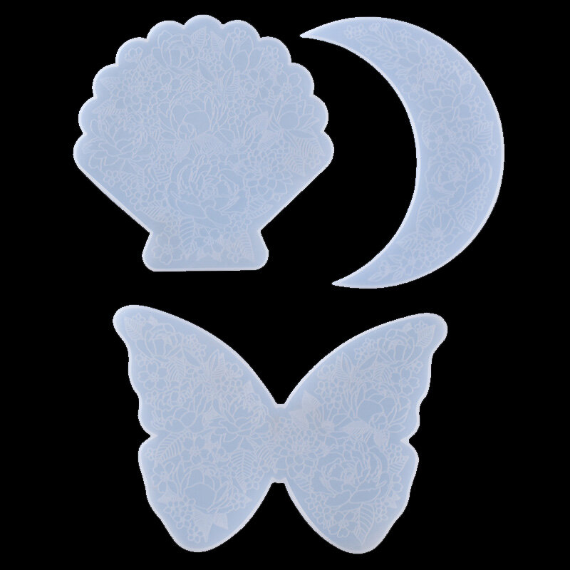 大輪の花の蝶シリコーントレイカビエンボス加工コースターシリコーン型神聖な家の装飾樹脂クラフト用品