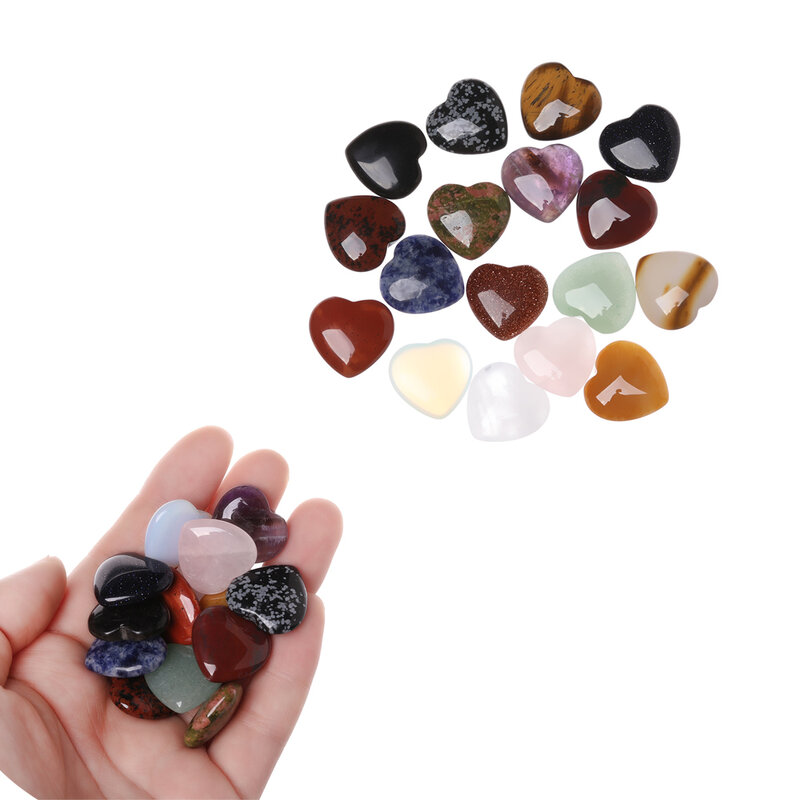 Mineral Alami Bentuk Hati Kristal Batu Kuarsa Cinta Penyembuhan Batu Permata Warna-warni Liontin Dekorasi Rumah Hadiah Perhiasan Buatan Tangan