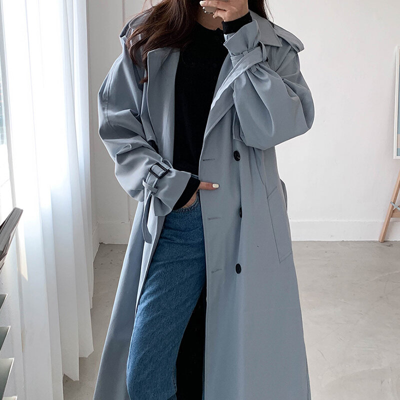 Russian Style Women‘s Long Trench Coats Top Quality Oversized 100% Cotton Overcoats Loose Windbreaker Abrigos Mujer