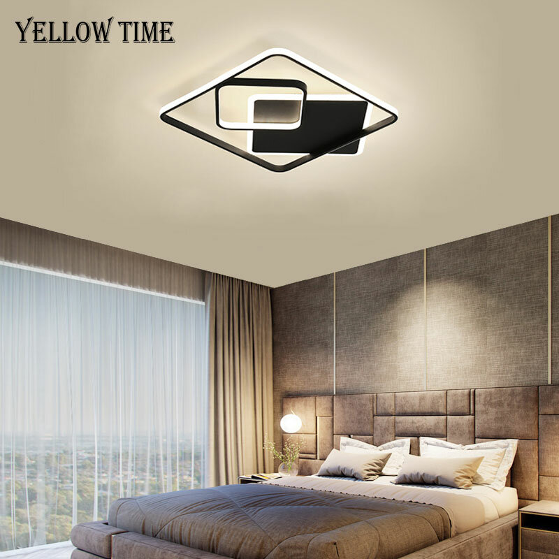 Lámpara LED de techo moderna para sala de estar, dormitorio, comedor, cocina, vestíbulo, candelabro negro, 110V, 220V